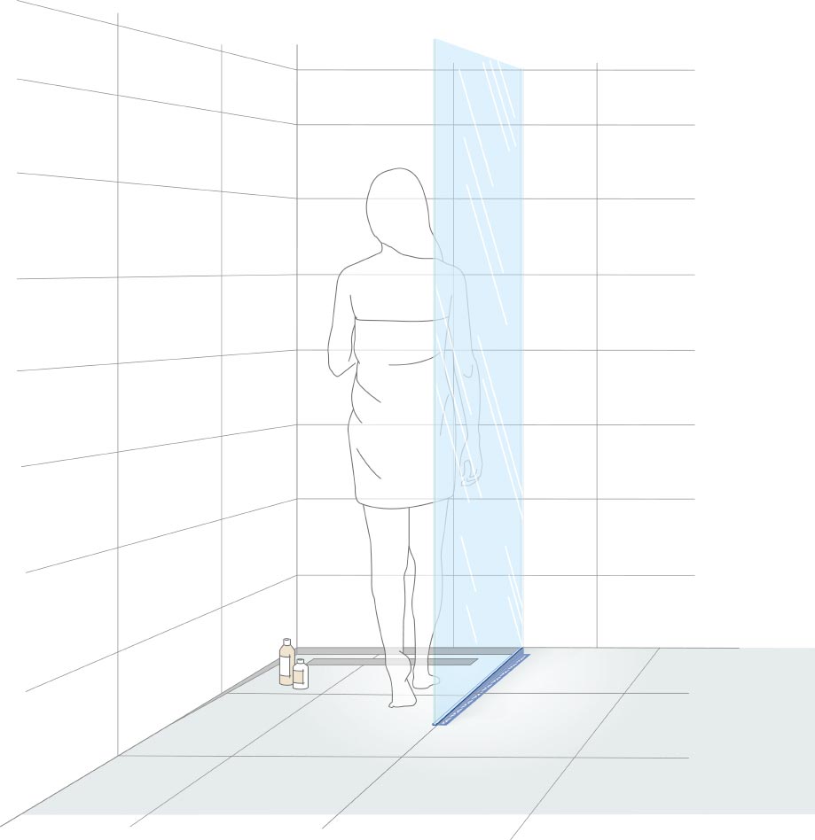 Gefällekeil Gefälleprofil Duschprofil V2A Glasaufnahme links rechts L1.48m - Bild 8 von 9