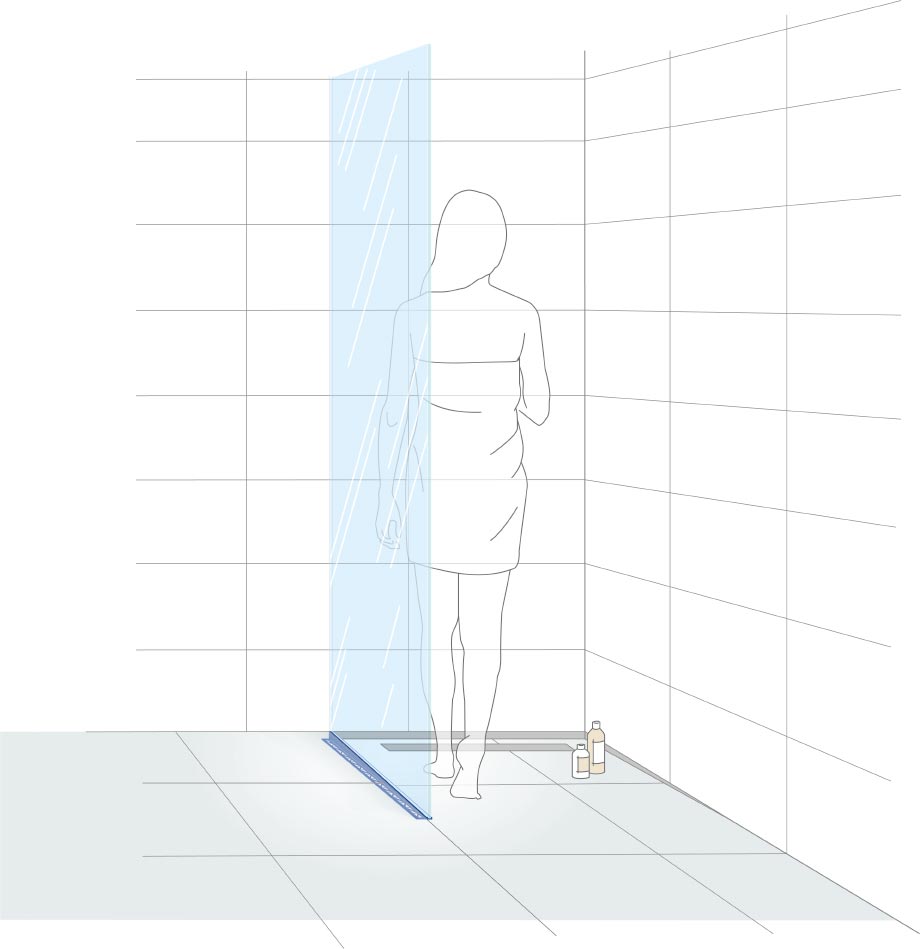 Gefällekeil Gefälleprofil Duschprofil V2A Glasaufnahme links rechts L1.48m - Bild 4 von 9